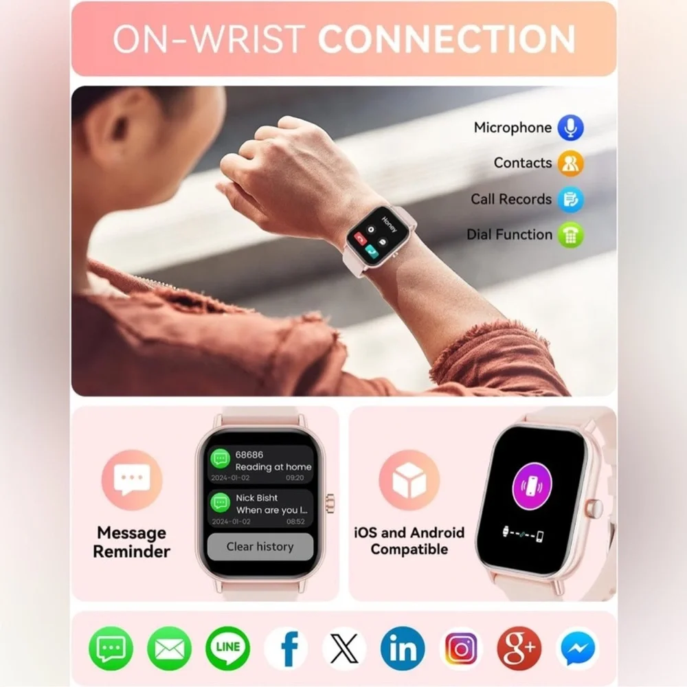 Smart Watch Pink New In Box - Picture 9 of 13